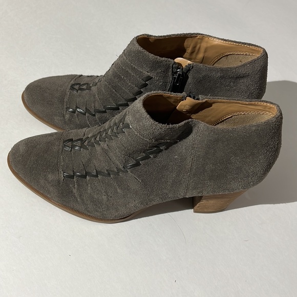 Franco Sarto Dimona Leather Booties Boots Shoes sz 8 Womens Gray Brown Fall NEW - Picture 4 of 13